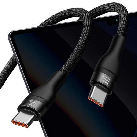 Cablu de încărcare USB Baseus Flash 2 în 1, USB-C - USB-C, 100 W, 1,5 m (negru)