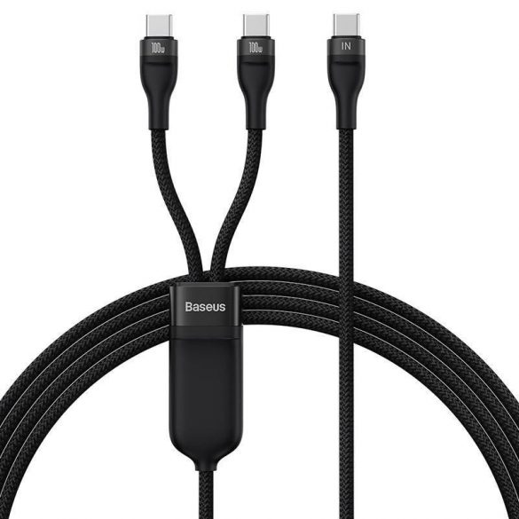 Cablu de încărcare USB Baseus Flash 2 în 1, USB-C - USB-C, 100 W, 1,5 m (negru)