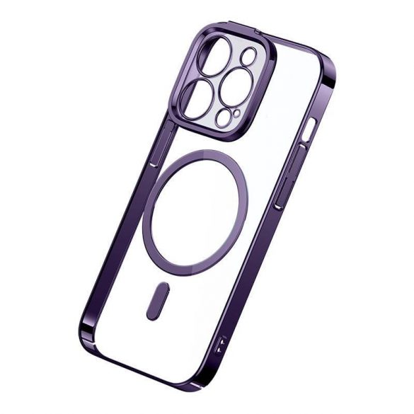 Husă magnetică pentru telefon Baseus Glitter iPhone 14 Pro, folie de sticlă și kit de curățare (violet)