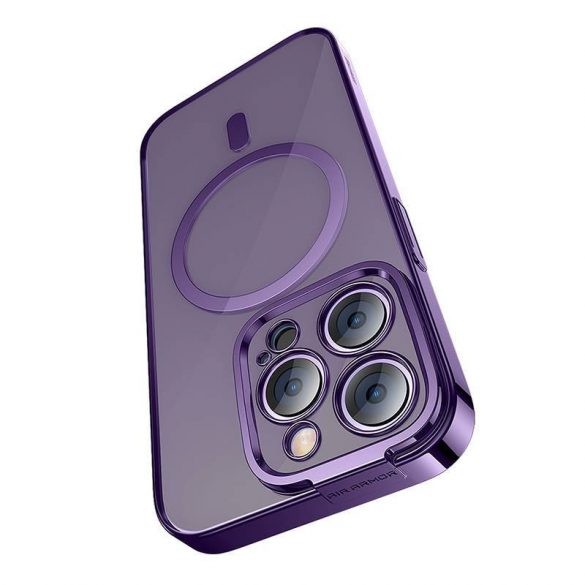 Husă magnetică pentru telefon Baseus Glitter iPhone 14 Pro, folie de sticlă și kit de curățare (violet)