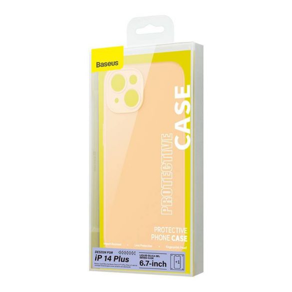 Husă Baseus Liquid Silica iPhone 14 Plus, folie de sticlă și kit de curățare (galben)