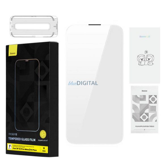 Sticla securizata Baseus 0.4mm iPhone 13 Pro Max/14 Plus + kit de curatare