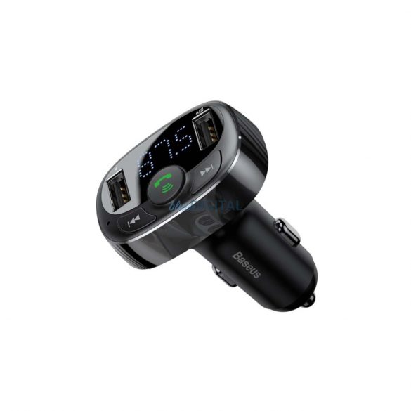 Transmițător FM Bluetooth de tip Baseus T 2xUSB microSD (negru)