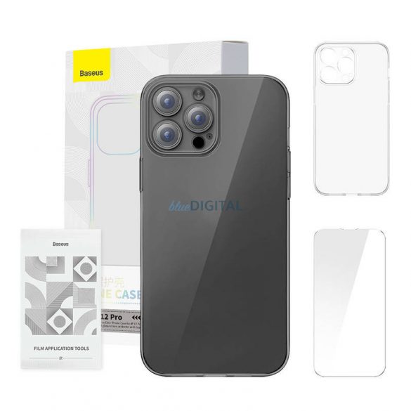 Husă Baseus Crystal Series pentru iPhone 12 Pro (transparent) + Folie securizată + kit de curățare