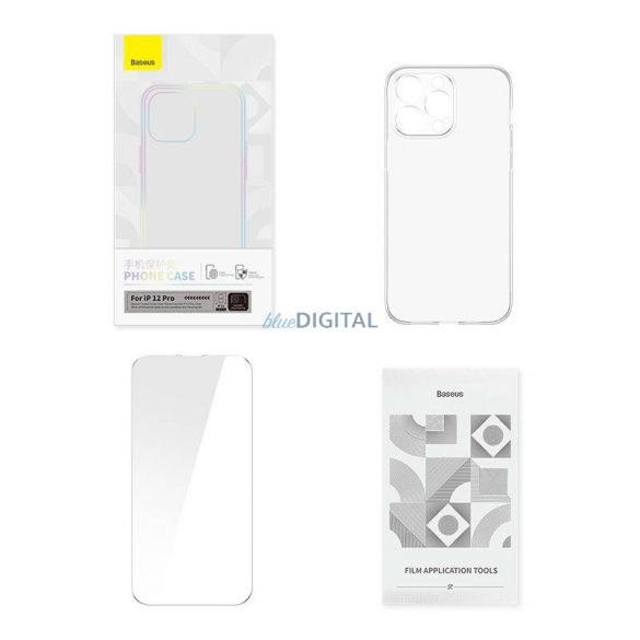 Husă Baseus Crystal Series pentru iPhone 12 Pro (transparent) + Folie securizată + kit de curățare