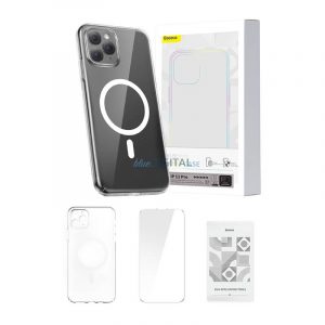 Baseus Magnetic Magnetic Crystal Clear iPhone 11 Pro (transparent) Protector de ecran complet din sticlă securizată și husă pentru kit de curățare