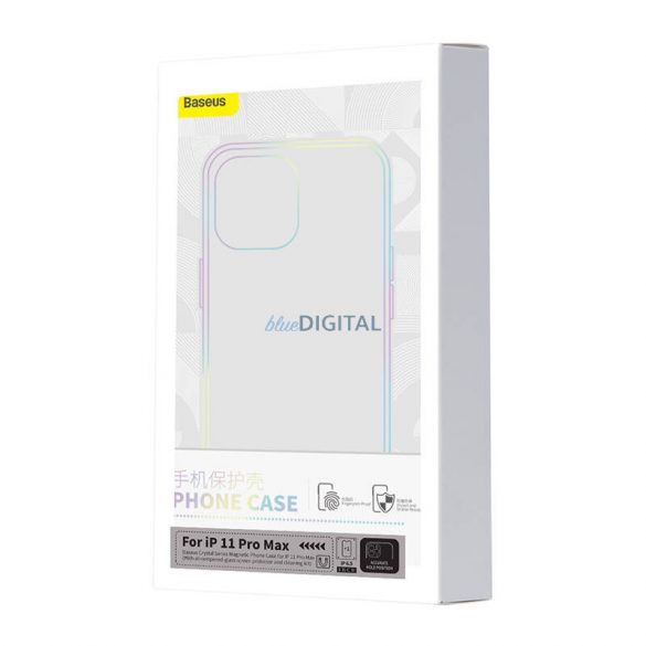 Husă pentru telefon Baseus magnetică transparentă iPhone 11 Pro Max (transparentă) Protector de ecran complet din sticlă securizată și kit de curățare