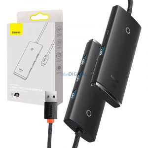 Adaptor HUB 4 porturi USB-C Baseus OS-Lite 25cm (negru)