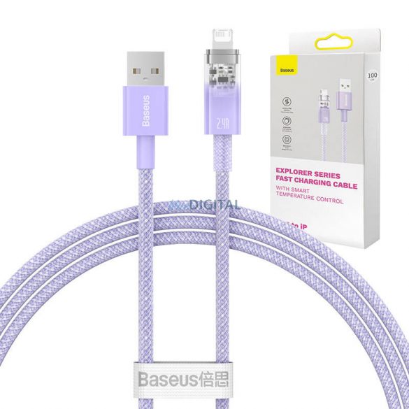 Cablu de încărcare rapidă Baseus USB-A Lightning Explorer Series 1m 2.4A (violet)