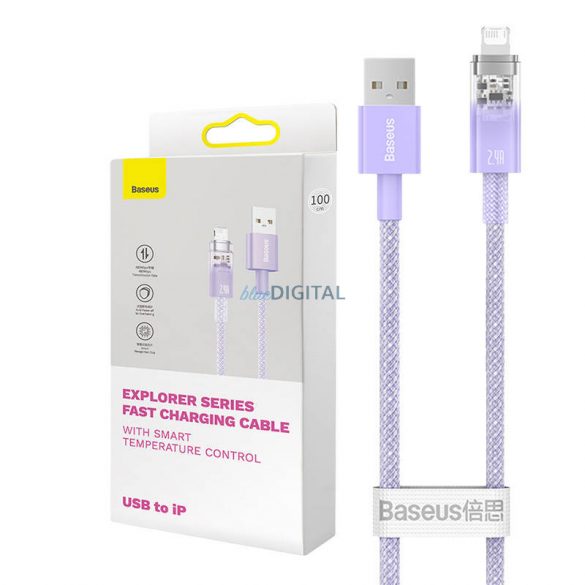 Cablu de încărcare rapidă Baseus USB-A Lightning Explorer Series 2m, 2.4A (violet)