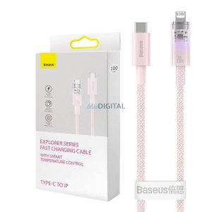 Cablu de încărcare rapidă Baseus USB-C Lightning Explorer Series 1m, 20W (roz)