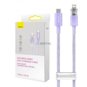 Cablu de încărcare rapidă Baseus USB-C Lightning Explorer Series 2m, 20W (violet)