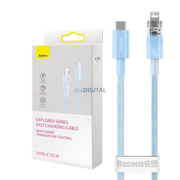 Cablu de încărcare rapidă Baseus USB-C Lightning Explorer Series 2m, 20W (albastru)