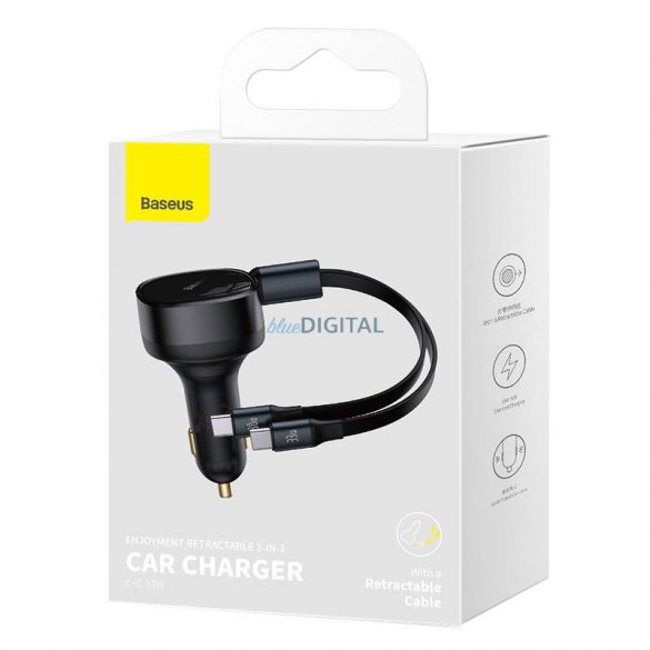 Încărcător auto Baseus Enjoymentcable USB-C, 33W (negru)