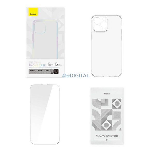 Carcasa transparenta si set de sticla securizata Baseus Corning iPhone 13 Pro Max