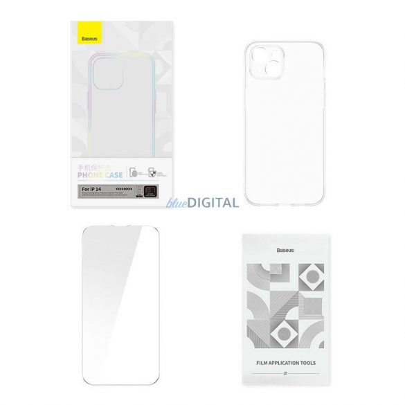 Carcasa transparenta si set de sticla securizata Baseus Corning iPhone 14