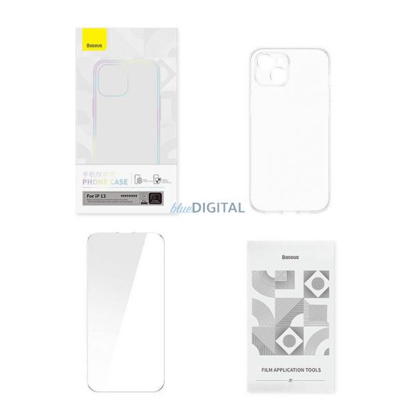 Husă transparentă și set de Folie securizată Baseus Corning pentru iPhone 13