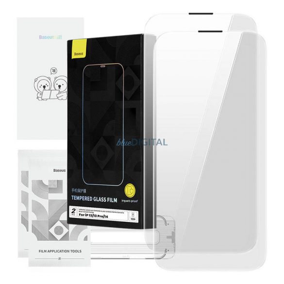 Filtru de praf incorporat Baseus Corning din sticla securizata iPhone 13/13 Pro/14