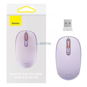 Mouse fără fir Baseus F01B Tri-mode 2.4G BT 5.0 1600 DPI (violet)