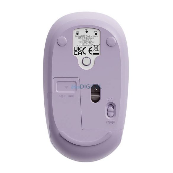 Mouse fără fir Baseus F01B Tri-mode 2.4G BT 5.0 1600 DPI (violet)