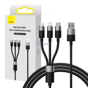 Încărcător rapid USB și M+L+C Baseus StarSpeed ​​​​3.5A 0.6m (negru)