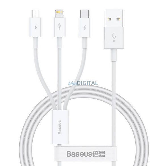 Încărcător rapid USB și M+L+C Baseus Superior Data 3.5A 1m (alb)