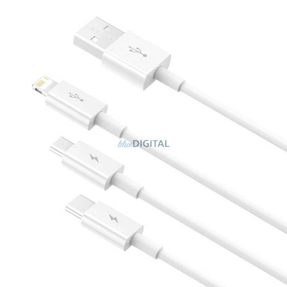 Încărcător rapid USB și M+L+C Baseus Superior Data 3.5A 1m (alb)