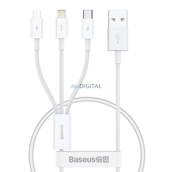 Încărcare rapidă USB și M+L+C Baseus Superior Data 3.5A 0.5m (alb)