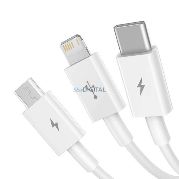 Încărcare rapidă USB și M+L+C Baseus Superior Data 3.5A 0.5m (alb)