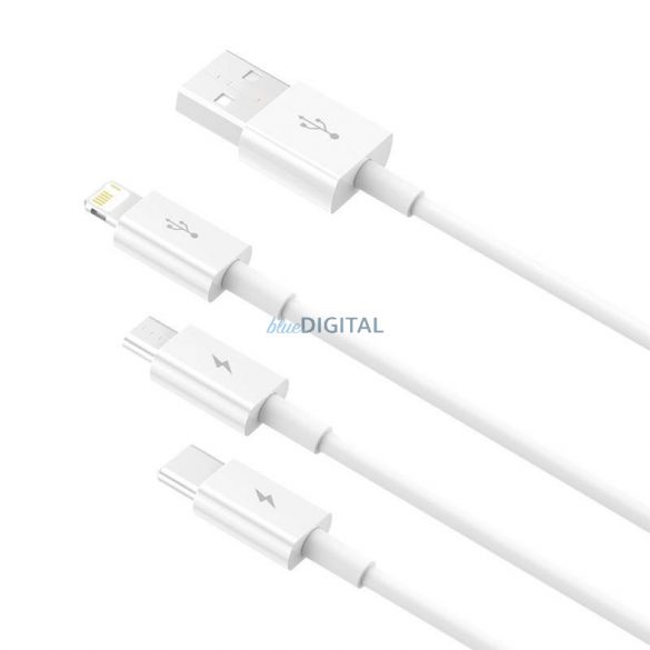 Încărcare rapidă USB și M+L+C Baseus Superior Data 3.5A 0.5m (alb)