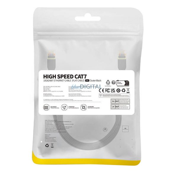 Cablu Baseus Cat 7 UTP Ethernet RJ45 plat 3 m negru