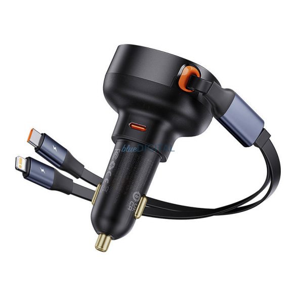 Încărcător auto Baseus Enjoyment cablu USB-CUSB-C și Lightning 60W (negru)