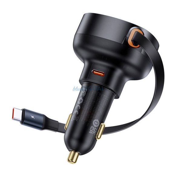 Încărcător auto Baseus Enjoyment Procable USB-C, 60W (negru)