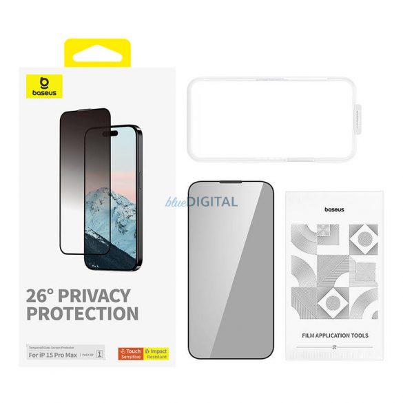 Protecția confidențialității Folie securizată Baseus Diamond iPhone 15 Pro Max