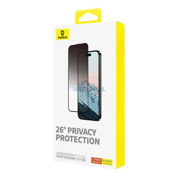 Protecția confidențialității Folie securizată Baseus Diamond iPhone 15 Pro Max