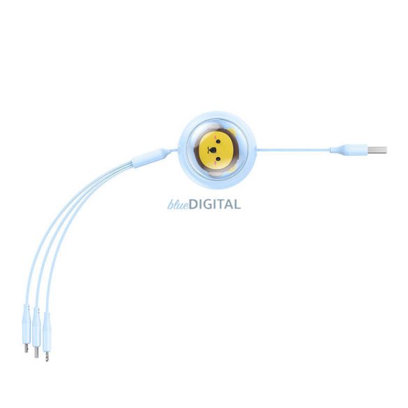 Cablu de încărcare 3w1 Baseus USB USB-C, USB-M, Lightning 3,5A, 1,1 m (albastru)