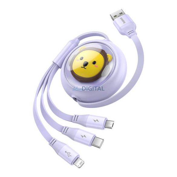 Cablu de încărcare 3w1 Baseus USB USB-C, USB-M, Lightning 3,5A, 1,1 m (violet)