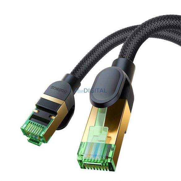 Cablu de rețea împletit cat.8 Baseus Ethernet RJ45, 40 Gbps, 10 m (negru)