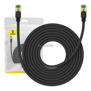 Cablu de rețea împletit cat.8 Baseus Ethernet RJ45, 40Gbps, 8m (negru)