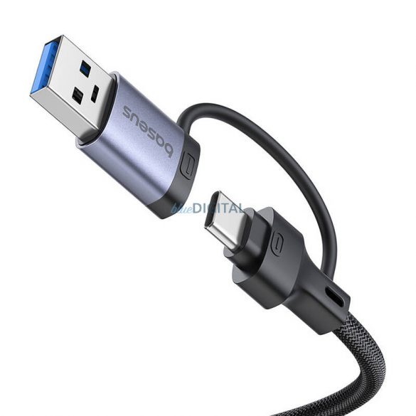 Hub 4 în 1 Baseus UltraJoy USB-A&USB-C la 3xUSB3.0+USB-C+RJ45 (gri)