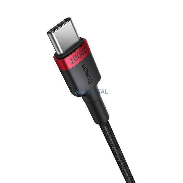 Cablu Baseus Cafule USB-C la USB-C 100W, 2m, 2psc (Roșu Negru, Gri Negru)