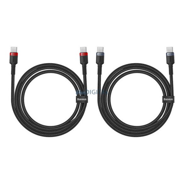 Cablu Baseus Cafule USB-C la USB-C 100W, 1m, 2psc (Roșu Negru, Gri Negru)