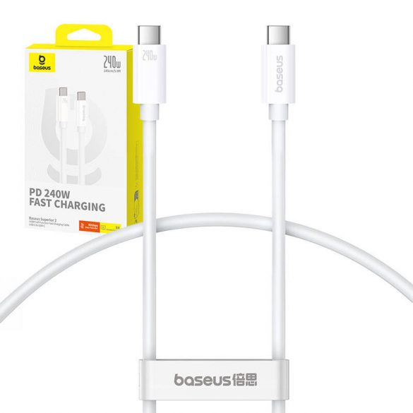 Cablu de încărcare rapidă Baseus Superior 2 USB-C la USB-C 240 W, 1,8 m (alb)