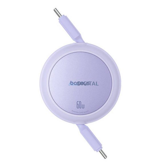 Cablu USB Baseus Free2Pull Mini USB-C la USB-C de 60 W, 1 m (violet)