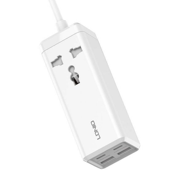 Priză multiplă cu 1 priză AC, 2x USB, 2x USB-C LDNIO SC1418, UE/SUA, 2500 W (alb)