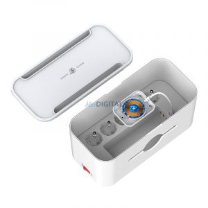 Cutie de gestionare a cablurilor LDNIO SN5311W cu splitter de rețea și încărcător wireless 5xAC 3xUSB-A 2m - alb