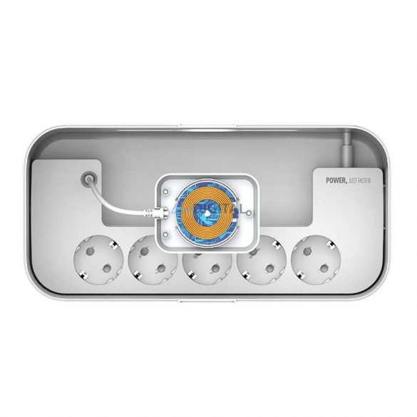 Cutie de gestionare a cablurilor LDNIO SN5311W cu splitter de rețea și încărcător wireless 5xAC 3xUSB-A 2m - alb