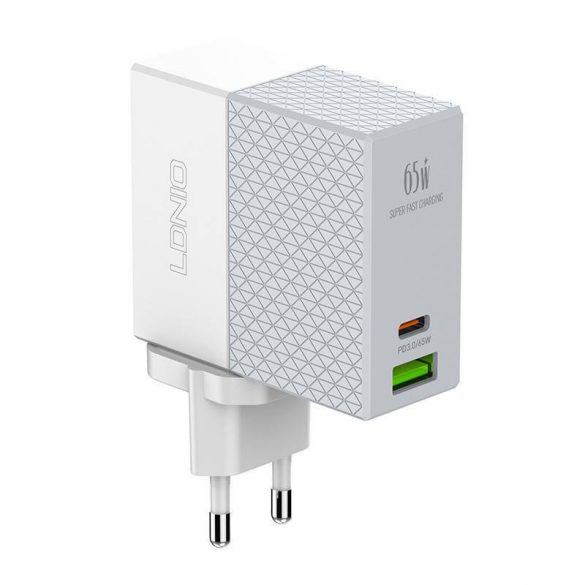 Încărcător de rețea LDNIO A2620C cu conector 1xUSB-A și 1xUSB-c și cablu Type-C - Type-C 65W