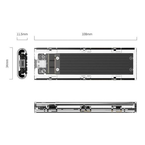 Carcasă Orico M.2 SDD, NVME, USB-C 3.1 Gen.2, 10 Gbps (negru)