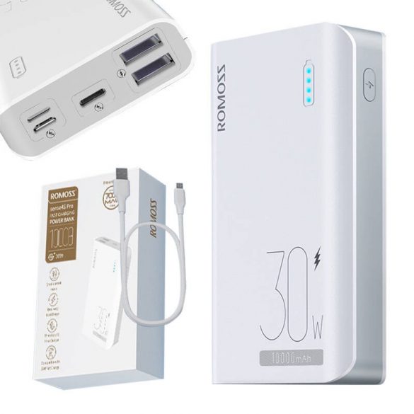 Romoss Sense 4S Pro Powerbank, 10000mAh, 30W (alb)